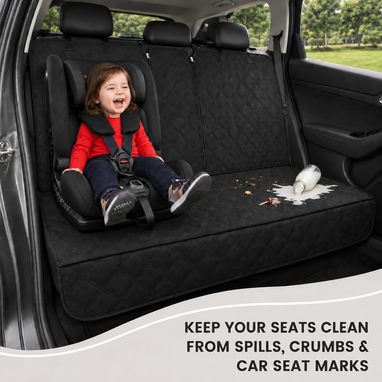 Split Bench Seat Cover – Black, Large view 7