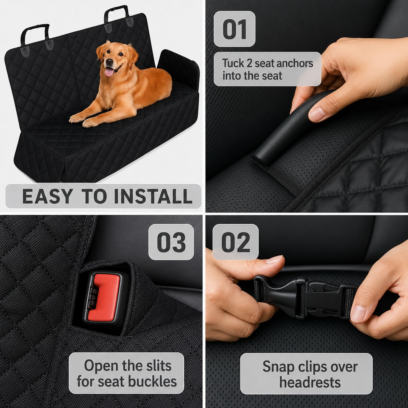 Split Bench Seat Cover – Black, XL view 3